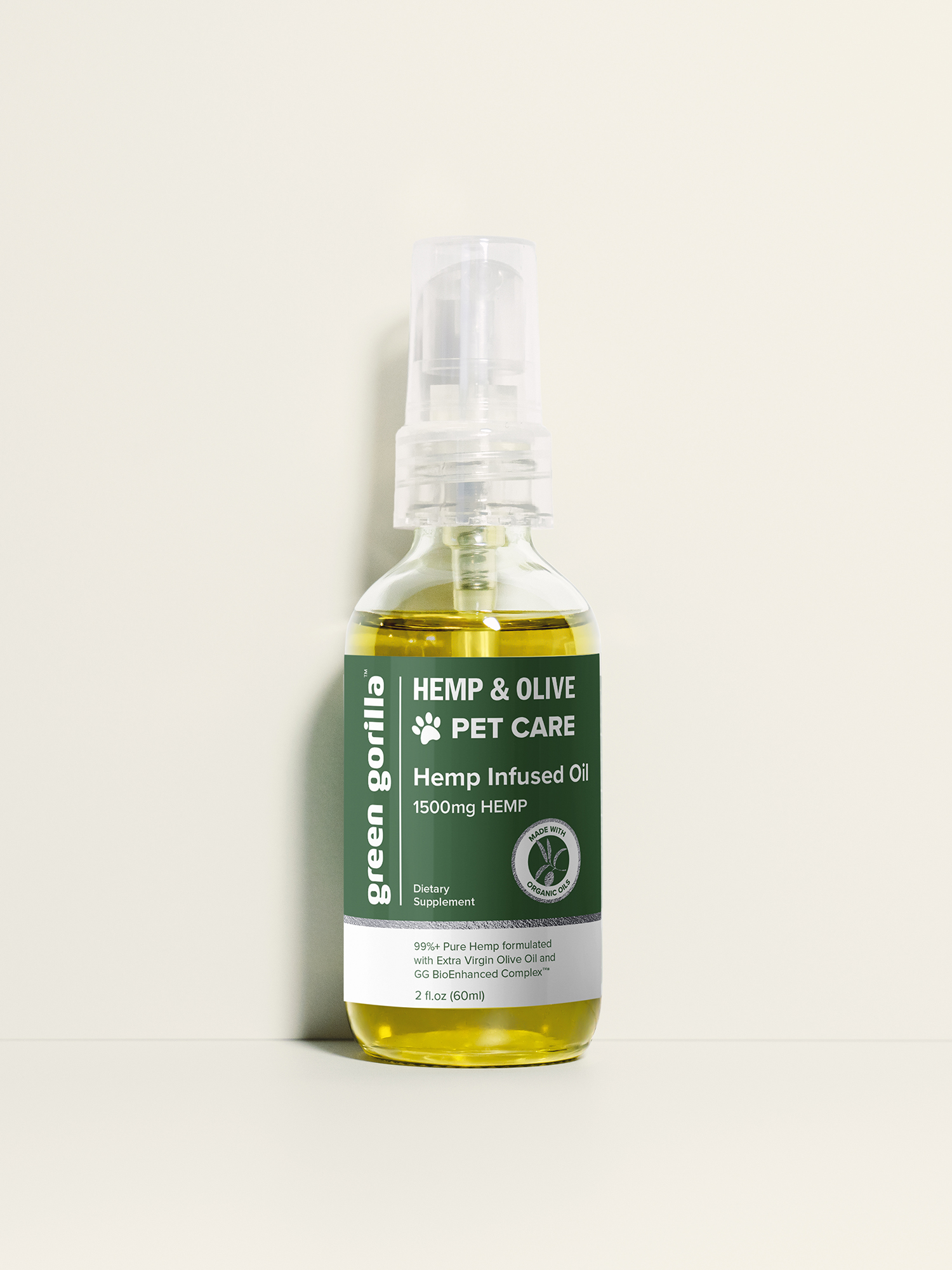 Pure Hemp Oil for Pets Hemp Infused - 1500mg | Green Gorilla