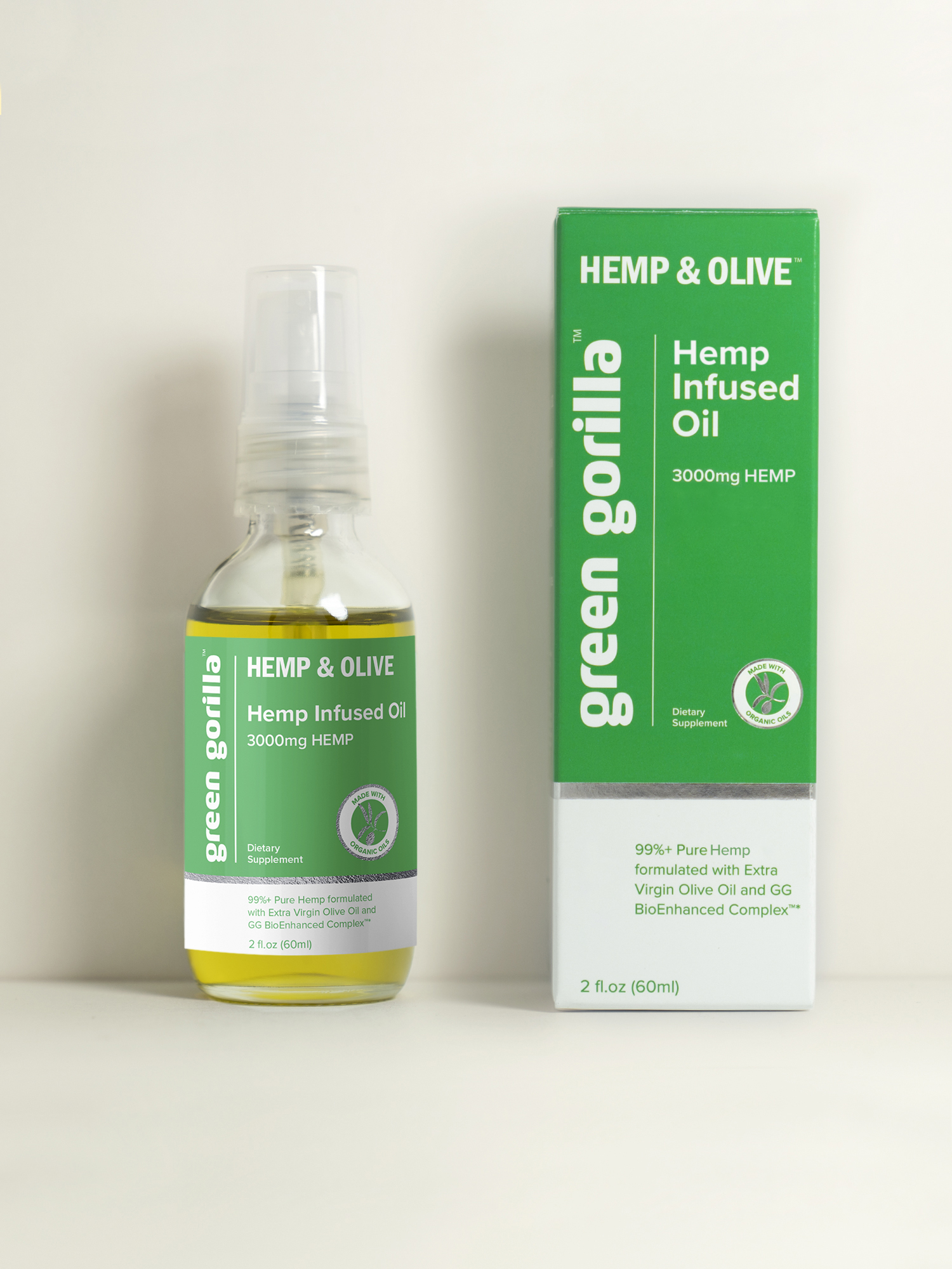 USDA Certified Organic Pure Hemp Oil - 3000 mg - Green Gorilla