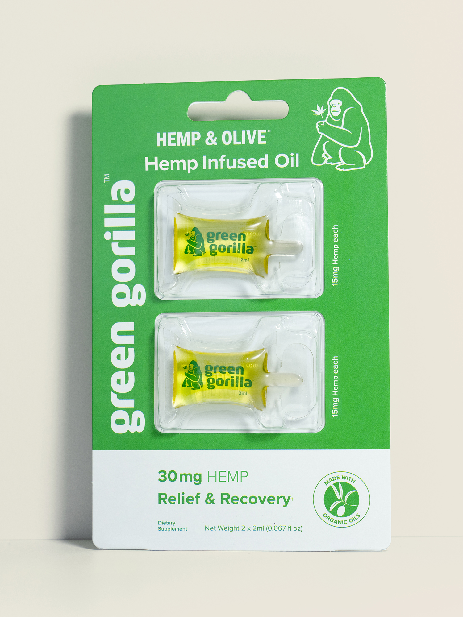 USDA Certified Organic Pure Hemp oil single serve blisterpacks - 30mg | Green Gorilla